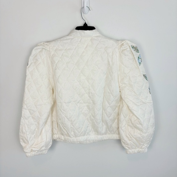 Bohemian Cottagecore Quilted Jacket With Floral Patchwork in Vanilla Cream - Picture 7 of 8